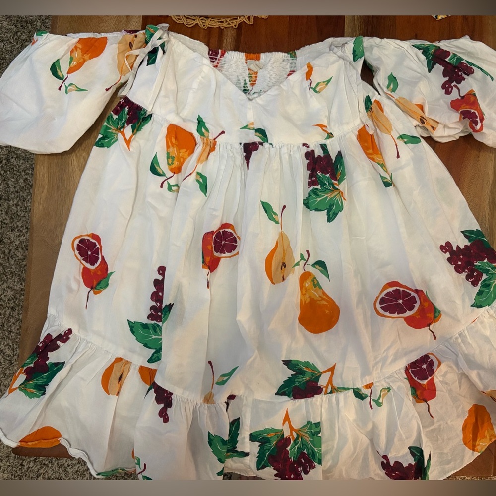 Urban Outfitters Fruit Print Off-Shoulder Dress. Great condition